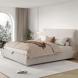 Pugsdrly Structure de lit double 180 × 200 cm - Tissu velours