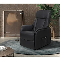 JLC KREATION Fauteuil releveur électrique moderne en PU noir IMANY