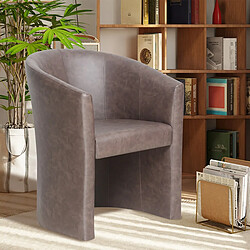 JLC KREATION Fauteuil cabriolet marron en PU ELIOT