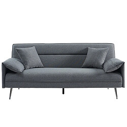 JLC KREATION Canapé-lit moderne 2 places en tissu gris LIMA