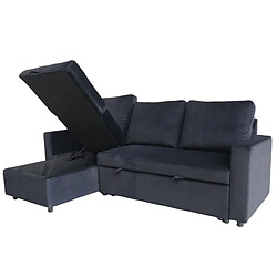 JLC KREATION Canapé d'angle convertible avec coffre coloris noir COSY pas cher
