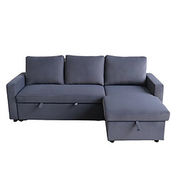 JLC KREATION Canapé d'angle convertible avec coffre coloris gris COSY