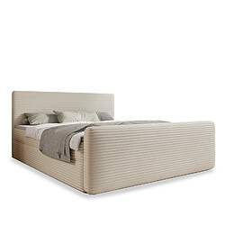 INTENSE DECO Lit coffre + matelas Napoli 140x190cm velours côtelé Beige