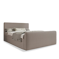INTENSE DECO Lit coffre + matelas Napoli 140x190cm velours côtelé Taupe