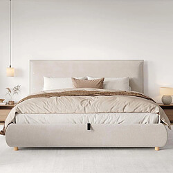 Pugsdrly Structure de lit double 180 × 200 cm - Tissu velours
