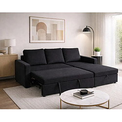 Avis JLC KREATION Canapé d'angle convertible avec coffre coloris noir COSY