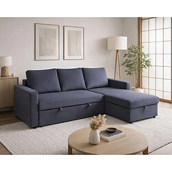JLC KREATION Canapé d'angle convertible avec coffre coloris gris COSY