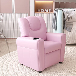 JLC KREATION Fauteuil relax enfant rose en PU VAIANA