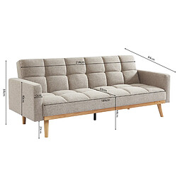 JLC KREATION Canapé lit en tissu beige SARI pas cher