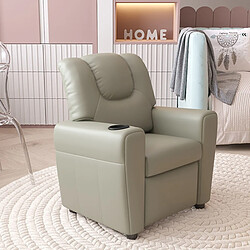 JLC KREATION Fauteuil relax enfant gris en PU VAIANA