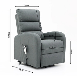 JLC KREATION Fauteuil électrique releveur moderne en tissu gris GRASSE pas cher
