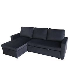 JLC KREATION Canapé d'angle convertible avec coffre coloris noir COSY