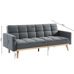 JLC KREATION Canapé lit 2 places en tissu gris SARI pas cher