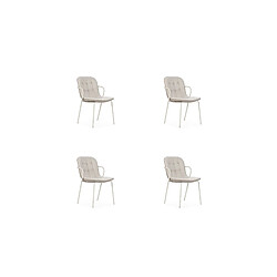 Casanova Lot de 4 Chaises MARLO pieds en métal Beige