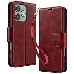 Avizar Étui Portefeuille pour Honor 600 Lite Style Rétro avec Support Rouge