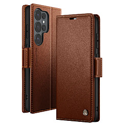 CaseMe Étui Portefeuille pour Galaxy S26 Ultra Anti-RFID Effet Cuir Brillant Marron foncé