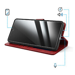 Enkay Étui Portefeuille pour Galaxy S26 avec Verre Trempé et Dragonne Bordeaux pas cher