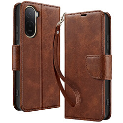 Avizar Étui Portefeuille pour Redmi A7 Pro Style Rétro avec Support Marron clair