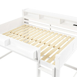 Acheter allomn Lit mezzanine bois 140x200 cm - niches LED USB rangement - MDF pin blanc