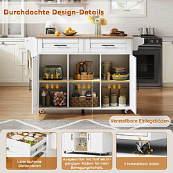 Acheter DZMDIP Buffet de cuisine mobile avec plateau rabattable, placards et étagères réglables,blanc