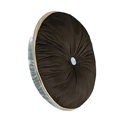 Acheter VerCart Coussin décoratif rond plissé en velours marron 38 x 38 x 8 cm