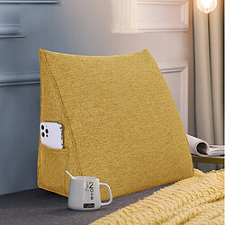 Avis VerCart Coussin de dossier ergonomique en coin 45x20x35 cm, housse lin amovible