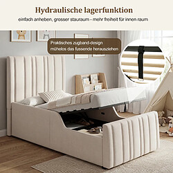Acheter Onever Lit coffre rembourré 90 x 200 cm - lin beige