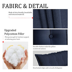 Coussin de dossier rectangulaire VERCART 120 cm bleu foncé, housse amovible pas cher