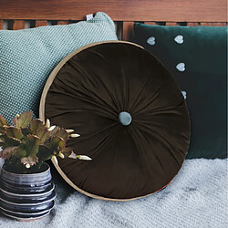 VerCart Coussin décoratif rond plissé en velours marron 38 x 38 x 8 cm pas cher