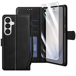 Enkay Étui Portefeuille pour Galaxy S26 avec Verre Trempé et Dragonne Noir