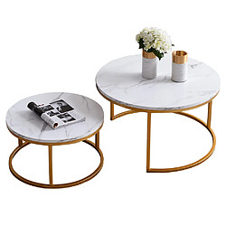 Avis Table basse - 80 x 80 x 45cm - Superaly - Table d'appoint pour canapé - Bois + métal - Doré