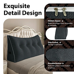 Coussin de dossier peluche gris 180 cm VERCART, soutien lombaire et lecture pas cher