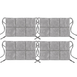 VerCart Lot de 4 coussins d'assise gris 45 x 30 cm avec sangles de fixation