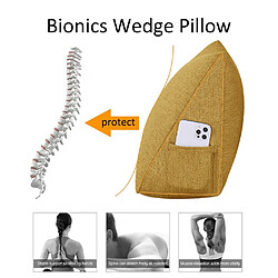 VerCart Coussin de dossier ergonomique en coin 45x20x35 cm, housse lin amovible pas cher