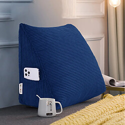 VerCart Coussin de dossier ergonomique velours côtelé bleu nuit 45x20x35 cm pas cher