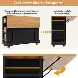 Acheter DZMDIP Îlot de buffet cuisine multifonction avec table extensible, rangement, MDF noir