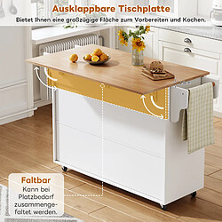 Avis DZMDIP Buffet de cuisine mobile avec plateau rabattable, placards et étagères réglables,blanc