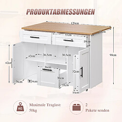 DZMDIP Desserte cuisine nordique avec plateau pliable, roulettes 360°, rangement pas cher