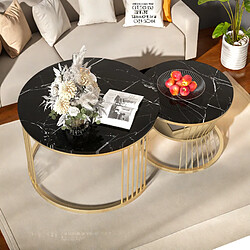 Table basse - 70 x 70 x 45,5 cm - Superaly - Table d'appoint - Bois + métal - Noir