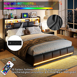 Avis Lit rembourré - Superaly - 160x200cm - avec USB et LED - noir