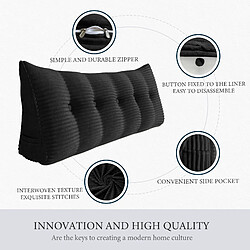 Avis Coussin de dossier décoratif VERCART 100 x 20 x 50 cm en velours côtelé noir