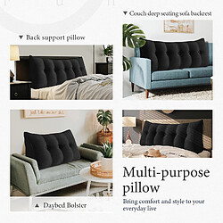 Acheter VerCart Coussin de dossier velours côtelé noir 80 x 20 x 50 cm