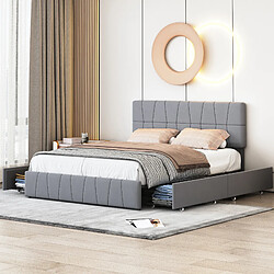 Avis Lit double - Superaly - 160×200cm - avec 4 tiroirs en fer - Tissu Velvet - Gris