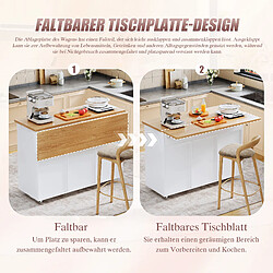 Avis DZMDIP Desserte cuisine nordique avec plateau pliable, roulettes 360°, rangement