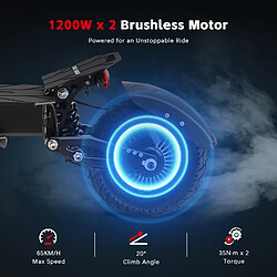 Avis Trottinette électrique Halo Knight T104, pliable, moteur 52V 1200W×2, 52V 21AH, Noir