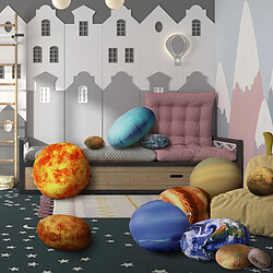 Avis VerCart Set de 12 coussins ronds Planètes en velours 66x66x12 cm