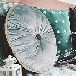 Avis VerCart Coussin décoratif rond plissé en velours marron 38 x 38 x 8 cm