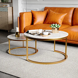 Acheter Table basse - 80 x 80 x 45cm - Superaly - Table d'appoint pour canapé - Bois + métal - Doré