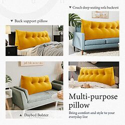 Acheter VerCart Coussin de dossier velours côtelé jaune 140 x 20 x 50 cm