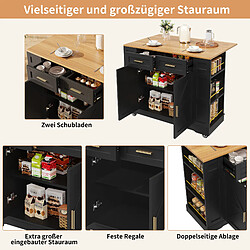 Avis DZMDIP Îlot de buffet cuisine multifonction avec table extensible, rangement, MDF noir